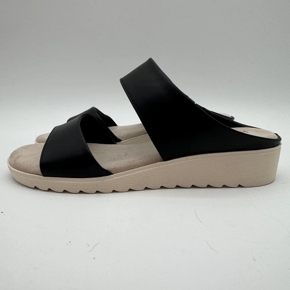 Kensie‎ Endy Comfort Black Double Strap Slide Sandals Women's Size 8 New